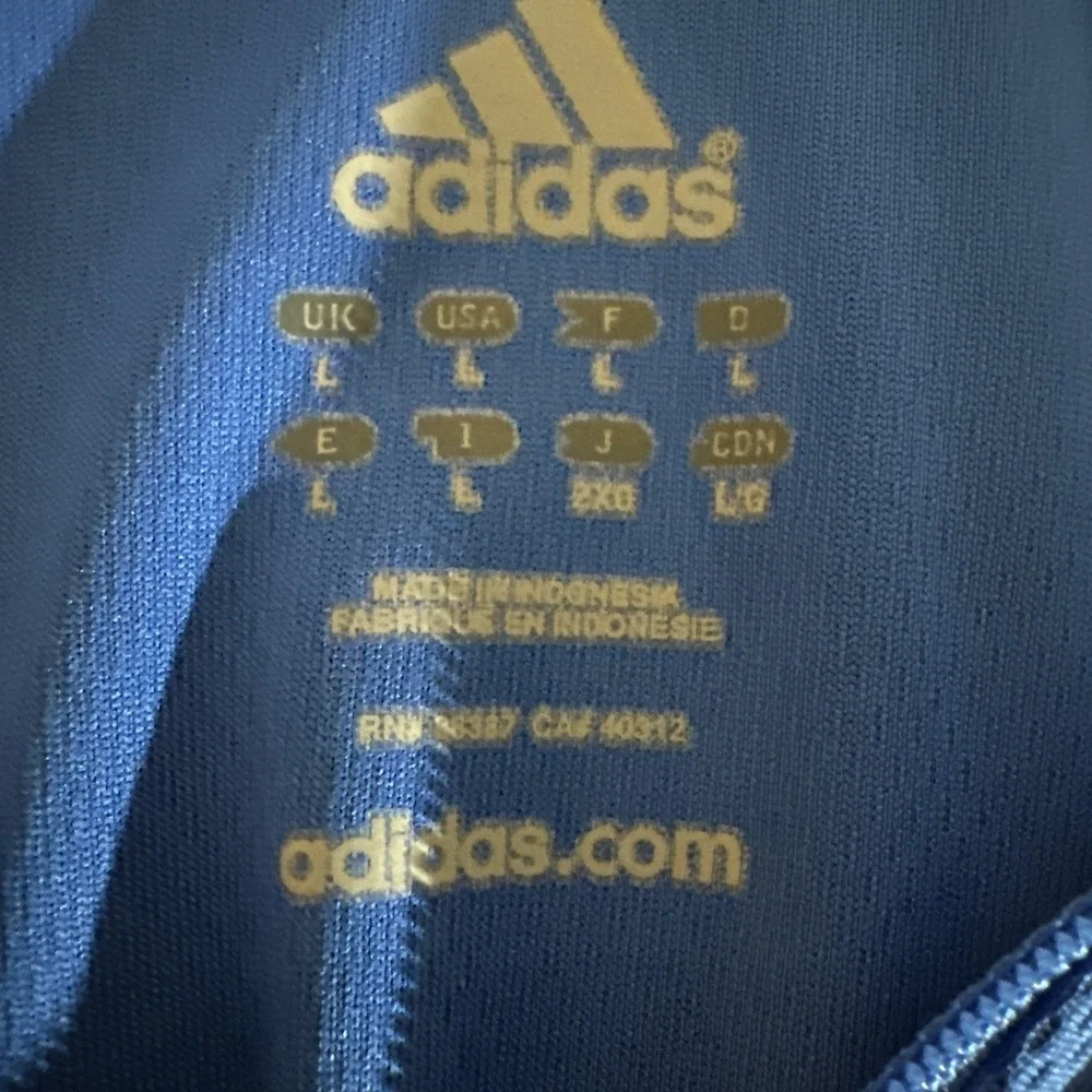 Adidas Men's Large Long Sleeve Blue Athletic‎ Shirt 1/4 Zip Front
